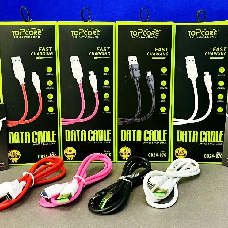 کابل شارژ تایپ سی TopCore مدل CB24-07C فست شارژ