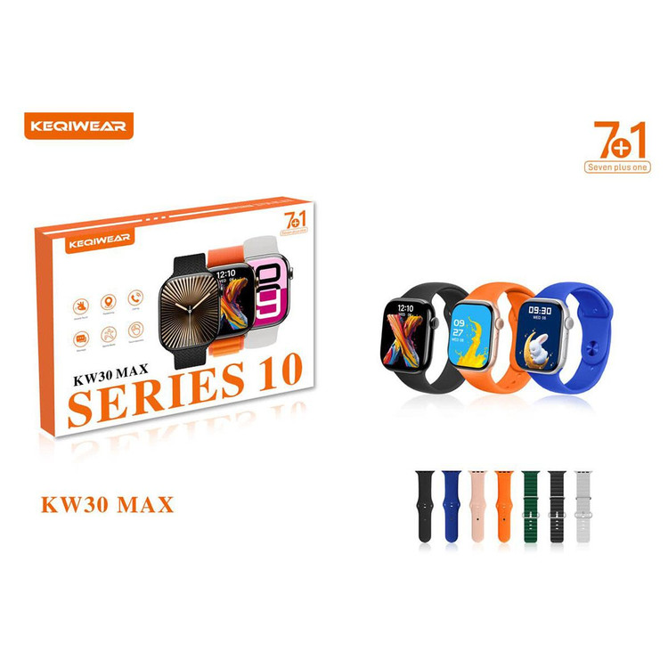 ساعت هوشمند اپل مدل KW30 MAX با 7 بند سیلیکونی