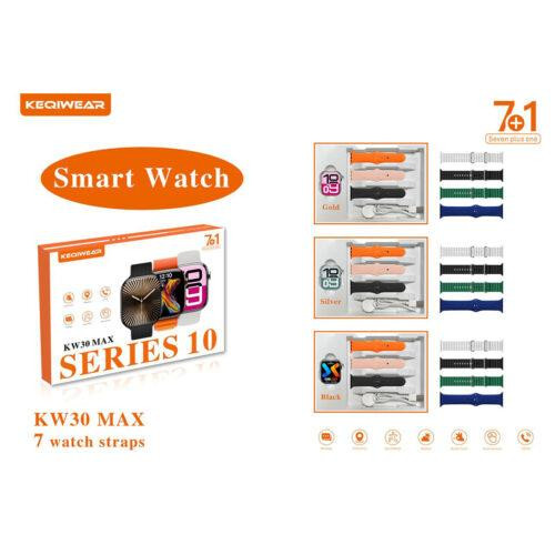 ساعت هوشمند اپل مدل KW30 MAX با 7 بند سیلیکونی