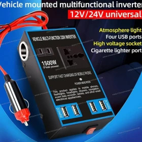 مبدل برق 12 ولت به 220 ولت 1500 وات فندکی مدل Power Inverteb